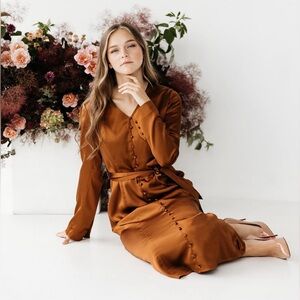 Elegant Brown Midi Dress
